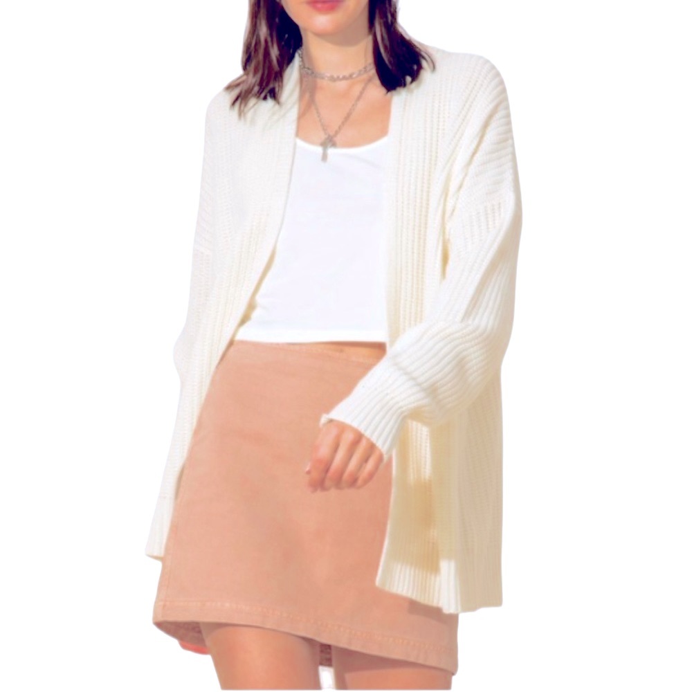 NWOT Double Zero Ivory Split Neck Cardigan